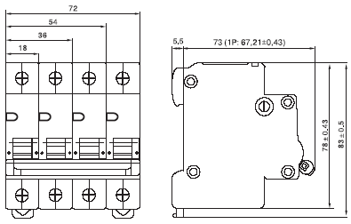 габаритные размеры автоматических выключателей ВА-103