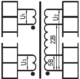 принципиальная схема трехобмоточного трансформатора с ответвлениями на вторичной обмотке осм1