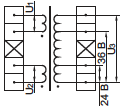 трехобмоточный трансформатор с ответвлениями на вторичной обмотрке, принципиальная схема осрв1