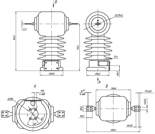 Общий вид трансформатора ТОЛ-35 III-IV