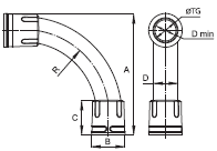 габаритные размеры поворота на 90 градусов труба-труба, IP67 Экспресс