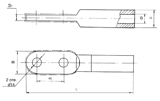 габаритные размеры Зажимы аппаратные прессуемые с гальваническим покрытием контактной поверхности А2А-16Г/240Г-1